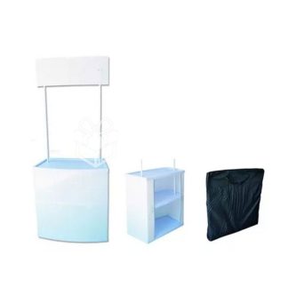Mesa de promoción con cenefa superior premium