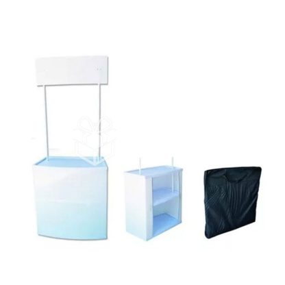 Mesa de promoción con cenefa superior premium