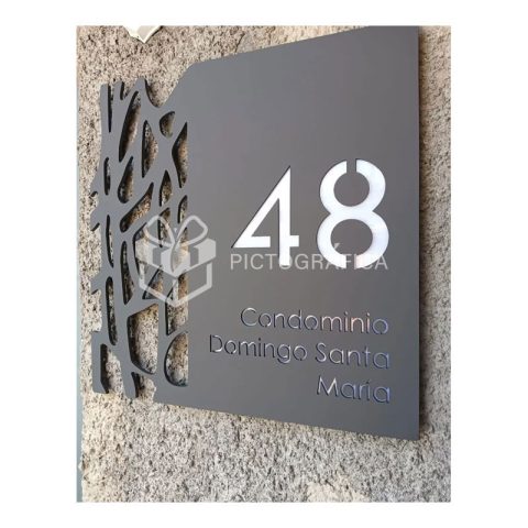 Letrero De Numeración Calado Para Condominios De 50x50 Cms