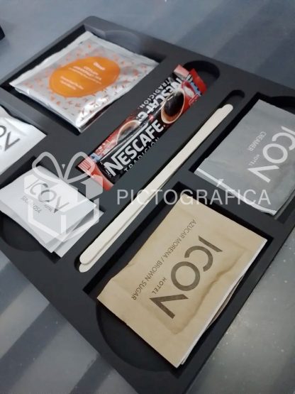 Bandeja De Bienvenida O Recepción En Hotel Personalizable Gris Oscuro - Imagen 2