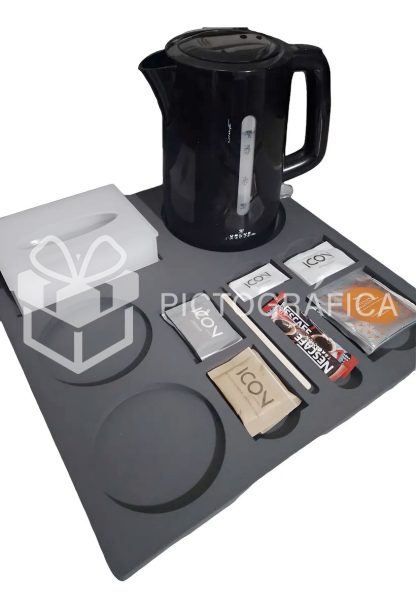 Bandeja Para Hervidor De Bienvenida En Habitaciones Hoteles Gris Oscuro