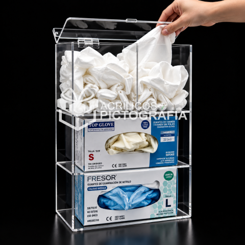 Dispensador Guantes, Mascarillas Y Cofias Con Tapa